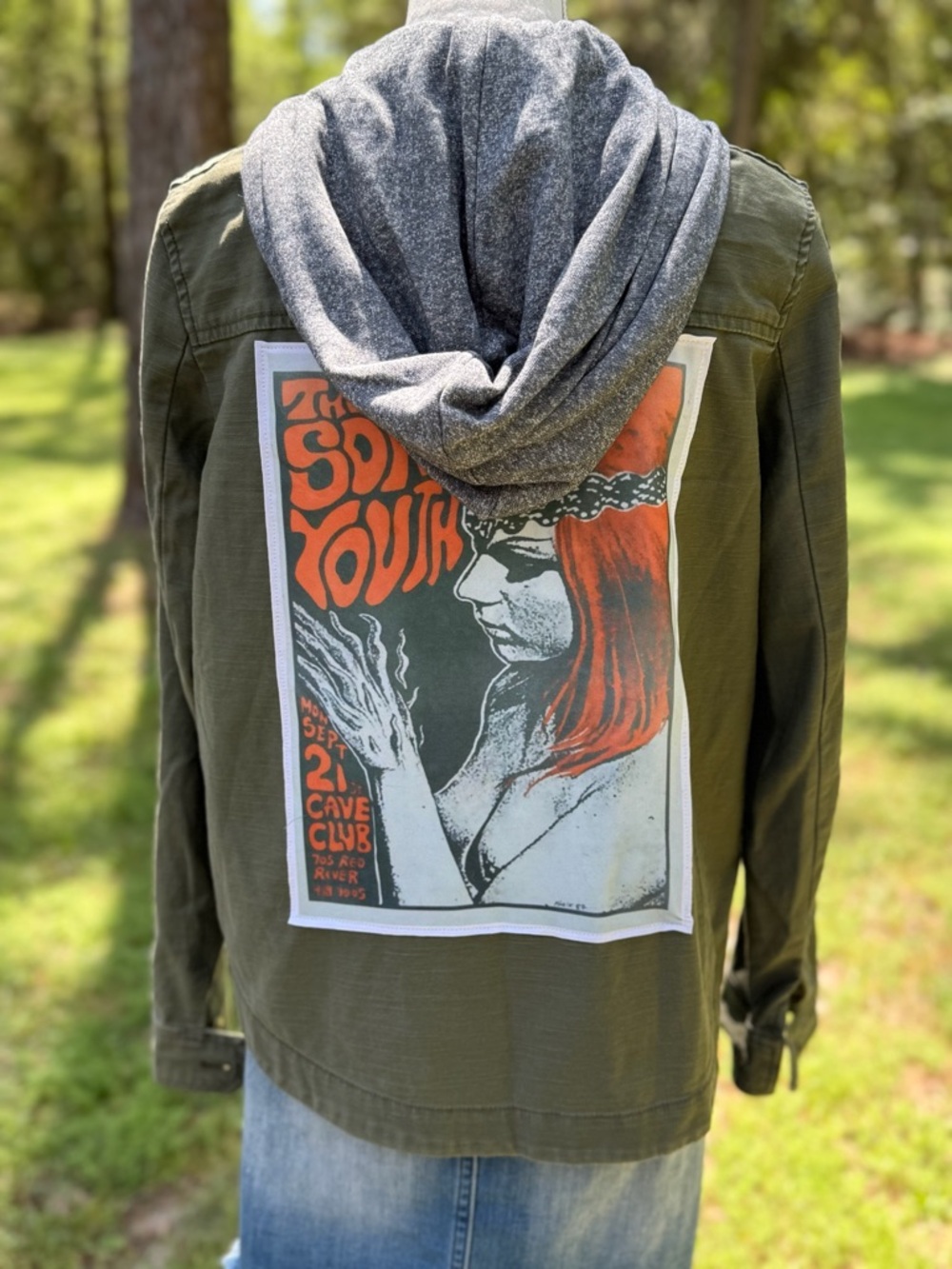 Upcycled Olive Sonic Youth Hooded Jacket
